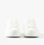 Calvin Klein VULC FLATFORM LOW Womens Trainers Triple Bright White front view showcasing lace-up closure and round toe.