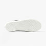 Calvin Klein VULC FLATFORM LOW Womens Trainers Black/Bright White sole view showing detailed rubber traction pattern.