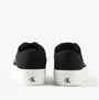 Calvin Klein VULC FLATFORM LOW Womens Trainers Black/Bright White back view featuring a low-top design with rubber sole.