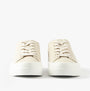 Calvin Klein VULC FLATFORM LOW Womens Trainers Eggshell/Creamy White front view showcasing lace-up design and round toe.