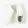 Calvin Klein BASKET CUPSOLE LOW Womens Trainers Bright White/Silver top view, showcasing leather upper and lace-up design.