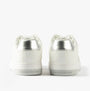 Calvin Klein BASKET CUPSOLE LOW Womens Trainers Bright White/Silver back view showing sleek design and silver detailing.