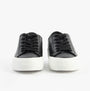 Calvin Klein VULC FLATFORM LOW Womens Trainers Black/Bright White front view showcasing lace-up design and platform sole.