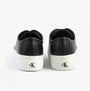 Calvin Klein VULC FLATFORM LOW Womens Trainers Black/Bright White rear view showing platform sole and logo.