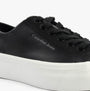 Calvin Klein VULC FLATFORM LOW Womens Trainers Black/Bright White detail view showing black leather upper and white platform sole.
