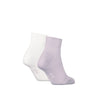 Calvin Klein 2 Pack Logo Trainer Womens Ankle Socks Lilac side view showcasing lilac and white socks.