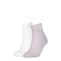 Calvin Klein 2 Pack Logo Trainer Womens Ankle Socks Lilac side view featuring lilac and white colors.