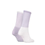 Calvin Klein 2 Pack Trainer Womens Crew Socks Lilac side view showcasing lilac and white color design.