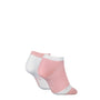 Calvin Klein 2 Pack Trainer Womens Ankle Socks Pink/White side view showcasing soft cotton blend material.