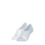 Calvin Klein 2 Pack Womens Invisible Socks Blue/White side view showcasing comfortable, low-cut design.