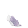 Calvin Klein 2 Pack Womens Invisible Socks Lilac/White side view showing one lilac and one white sock.