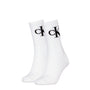 Calvin Klein 2 Pack Logo Trainer Womens Crew Socks White front view showcasing logo design.