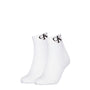 Calvin Klein 2 Pack Logo Trainer Womens Ankle Socks White front view showing two pairs with CK logo on cuff.