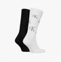 Calvin Klein 2 Pack Logo Trainer Mens Crew Socks White/Black side view showcasing cotton material and logo design.
