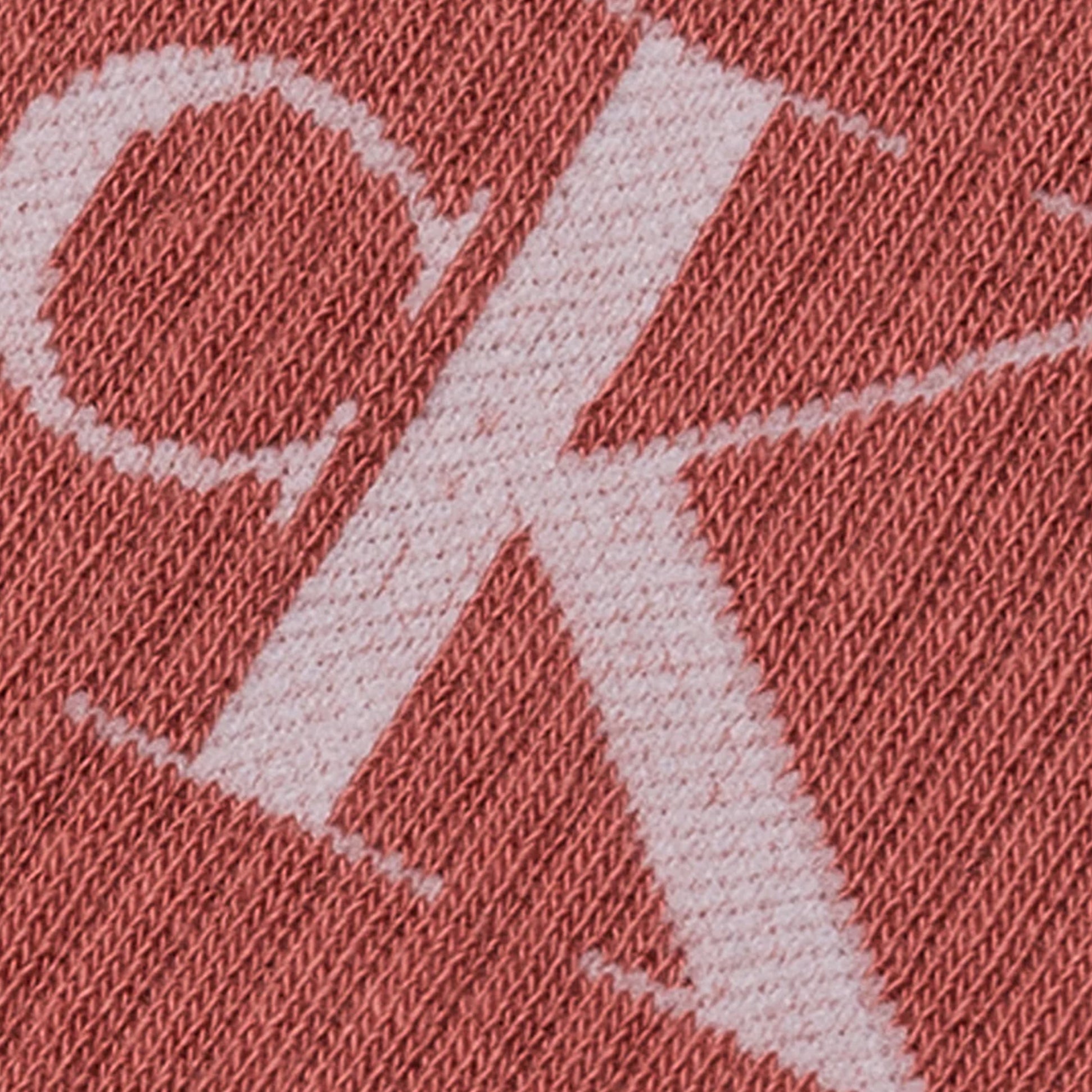 Calvin Klein 4 Pack Giftboxed Trainer Womens Crew Socks Pink Combo close-up of fabric texture and logo detail.