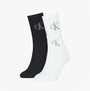 Calvin Klein 2 Pack Logo Trainer Womens Crew Socks Black/White side view featuring black and white socks with logo.