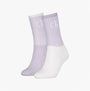 Calvin Klein 2 Pack Trainer Womens Crew Socks Lilac side view, showcasing design and color variations.