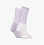 Calvin Klein 2 Pack Trainer Womens Crew Socks Lilac, side view showing ribbed lilac and white design.