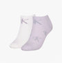 Calvin Klein 2 Pack Trainer Womens Ankle Socks Lilac/White side view showcasing lilac and white designs.