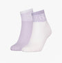 Calvin Klein 2 Pack Trainer Womens Ankle Socks Lilac/White side view showcasing lilac and white designs.