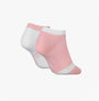 Calvin Klein 2 Pack Trainer Womens Ankle Socks Pink/White side view of pink and white ankle socks