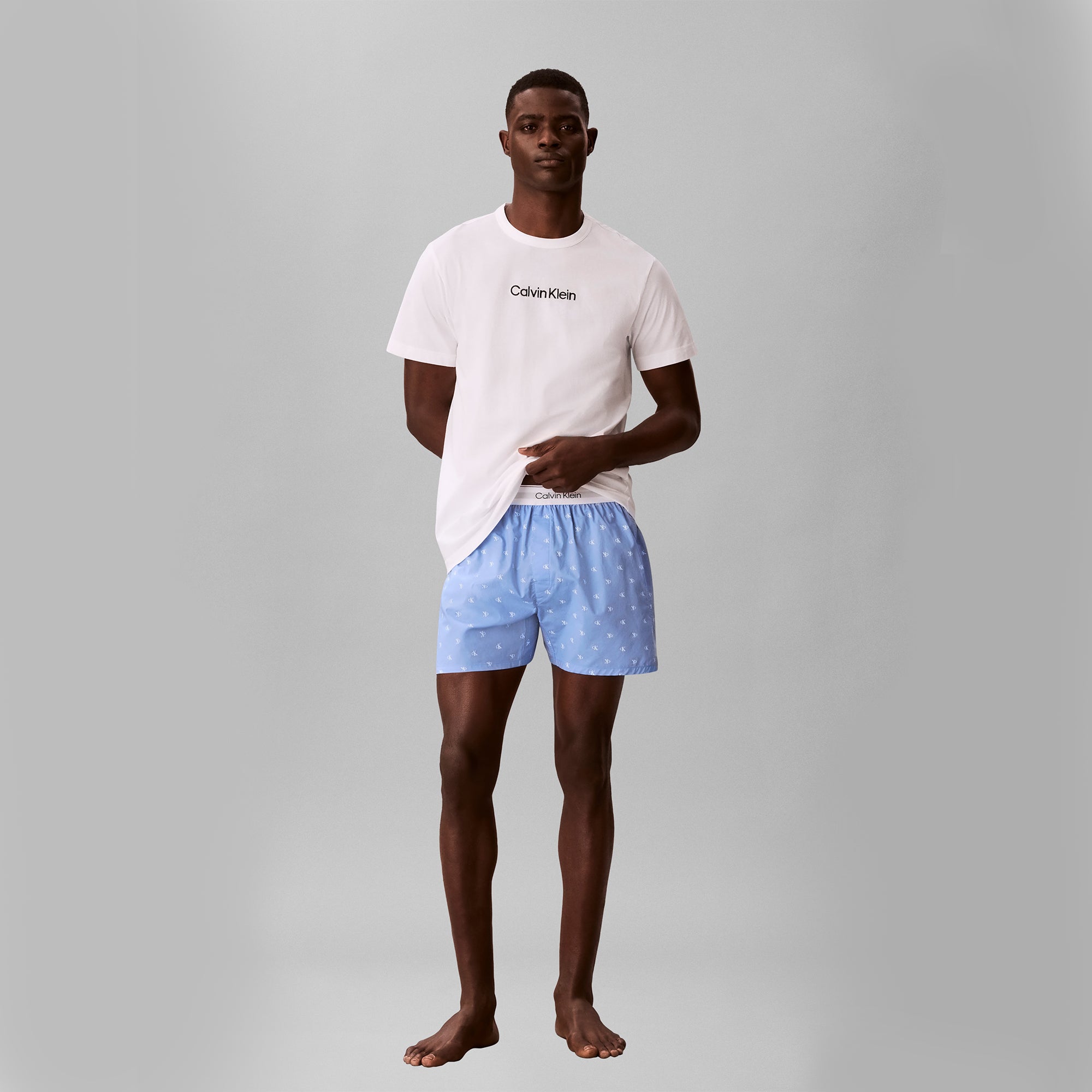 Calvin Klein S/S CREW POPLIN BOXERS Mens Boxer Shorts Multicoloured