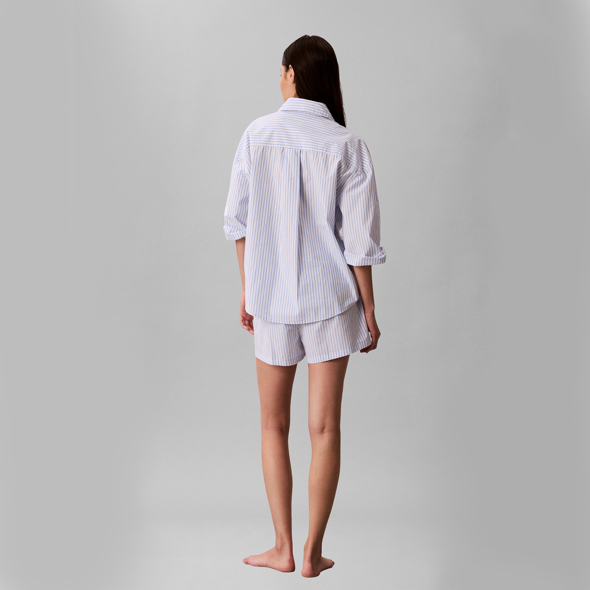 Calvin Klein COVERED WB POPLIN SHORT Womens Pyjama Bottoms Sera Stripe Blue Descent