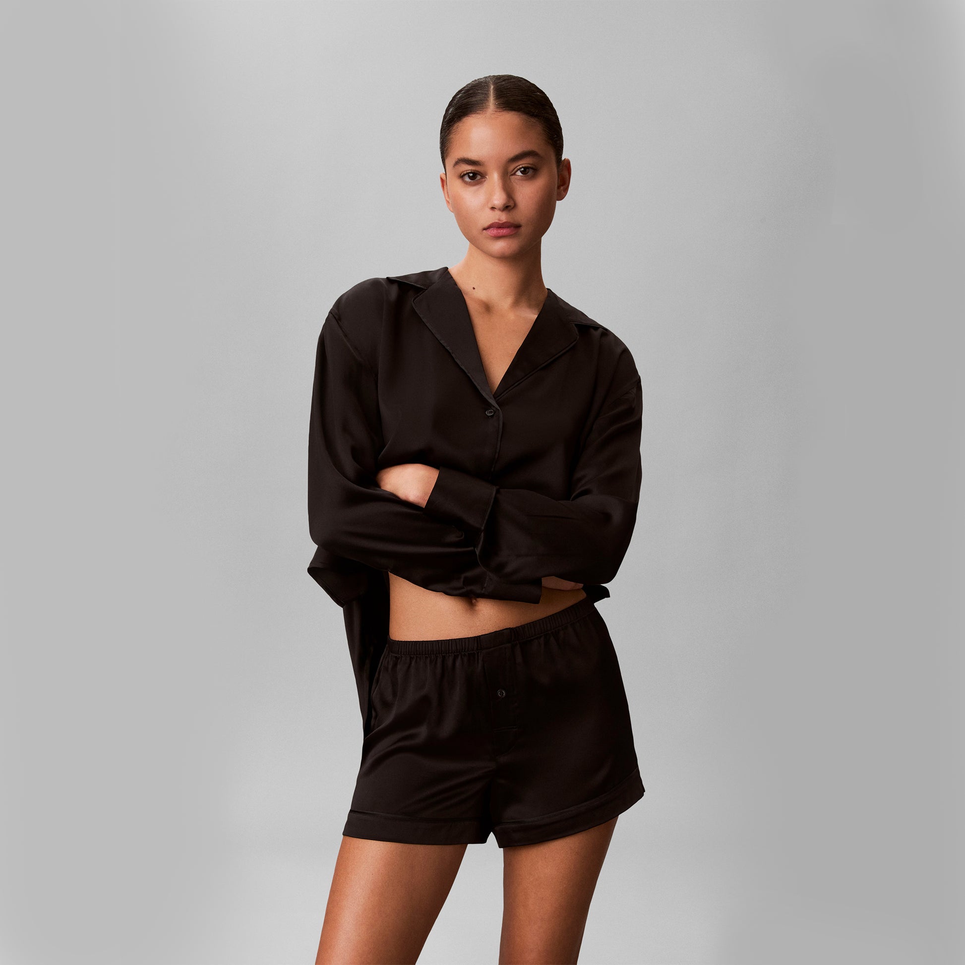 Calvin Klein SATIN SHORT Womens Shorts Black