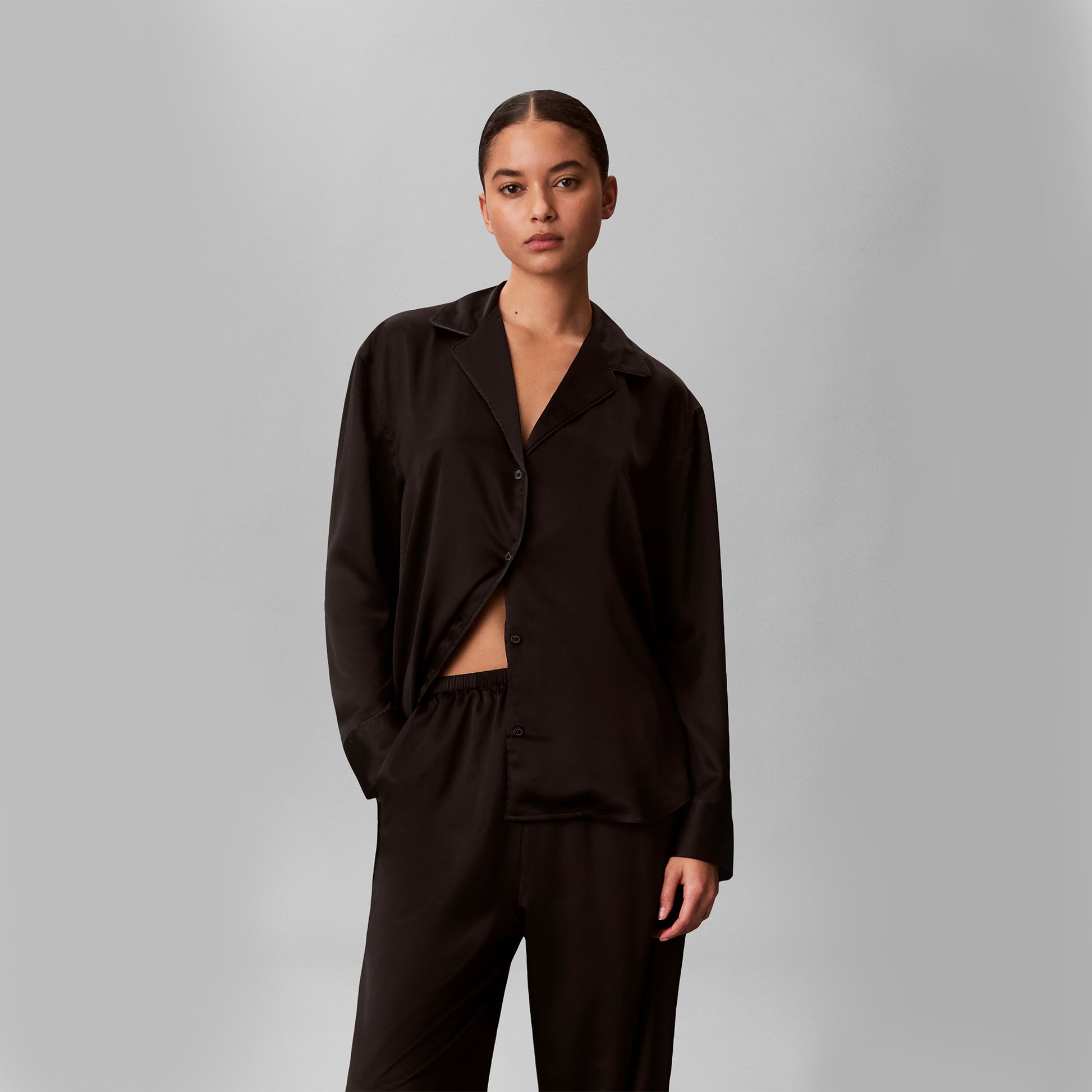 Calvin Klein SATIN SET Womens Pyjama Set Black