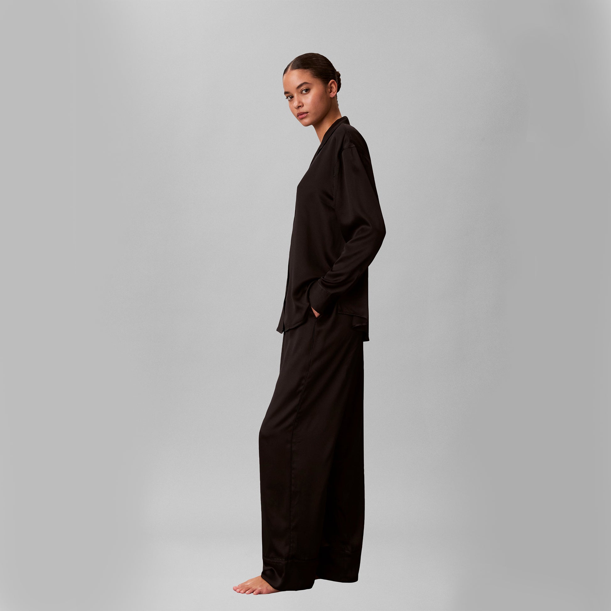 Calvin Klein SATIN SET Womens Pyjama Set Black