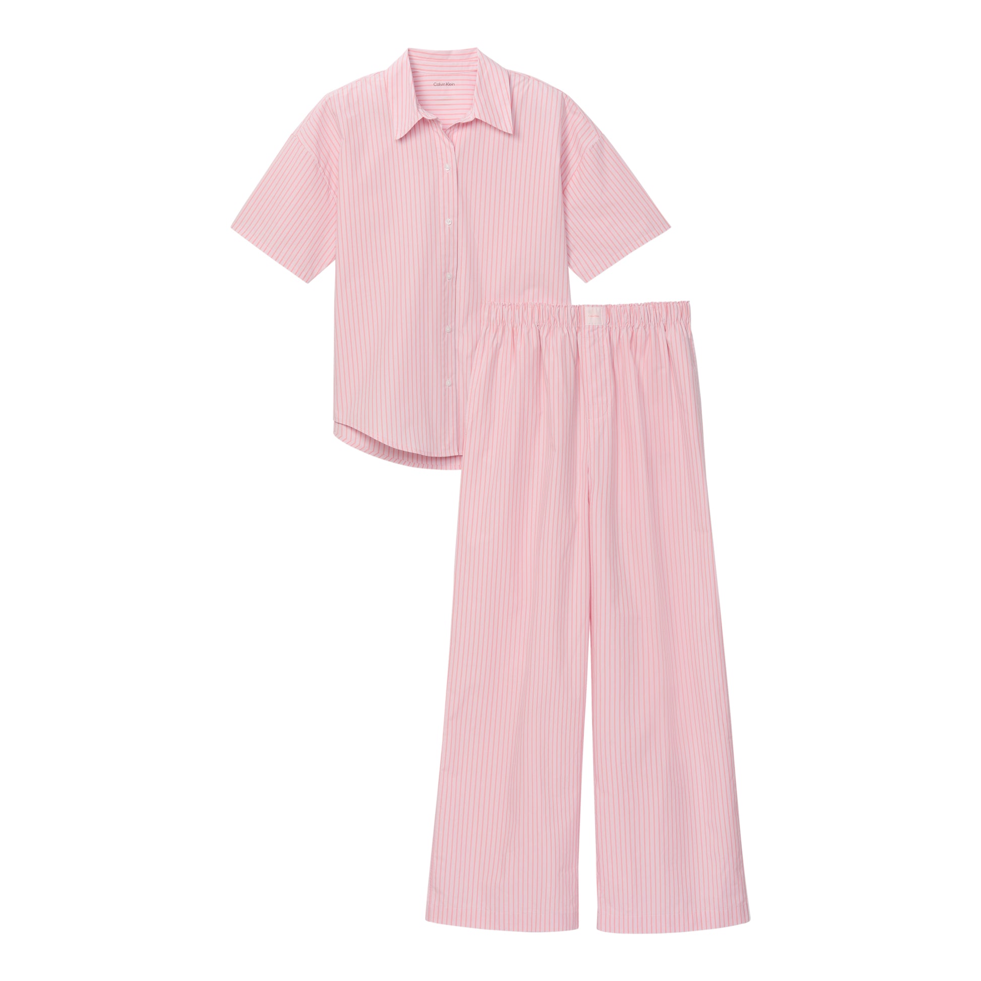 Calvin Klein SS SHIRT PANT Set Womens Pyjama Set Sera Stripe Cradle Pink