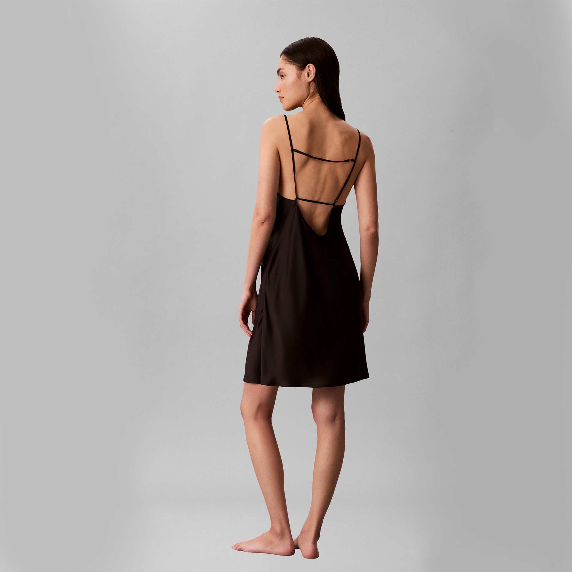 Calvin Klein SATIN CHEMISE Womens Nightdress Black