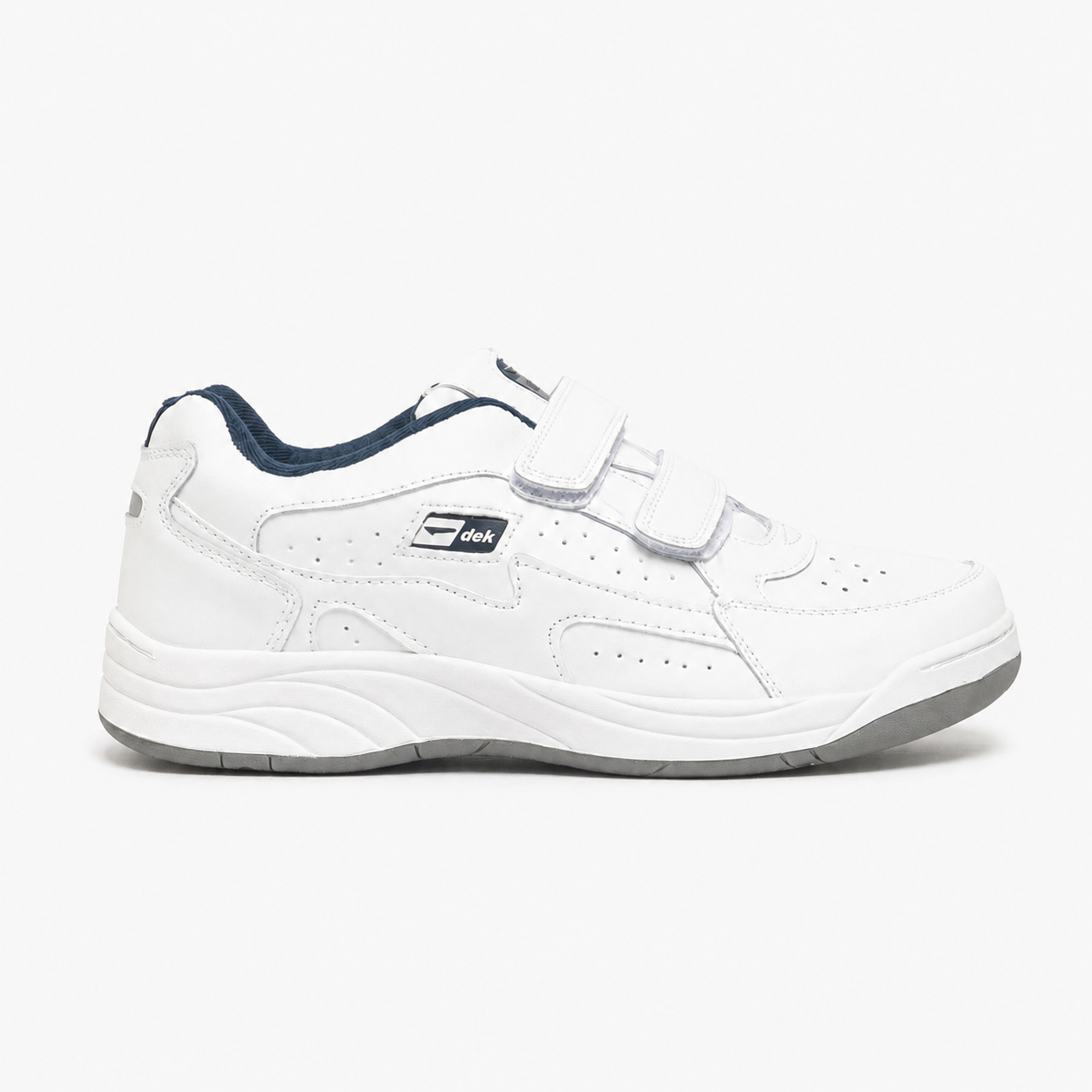 DEK ARIZONA Mens Leather Twin Velcro Trainers White