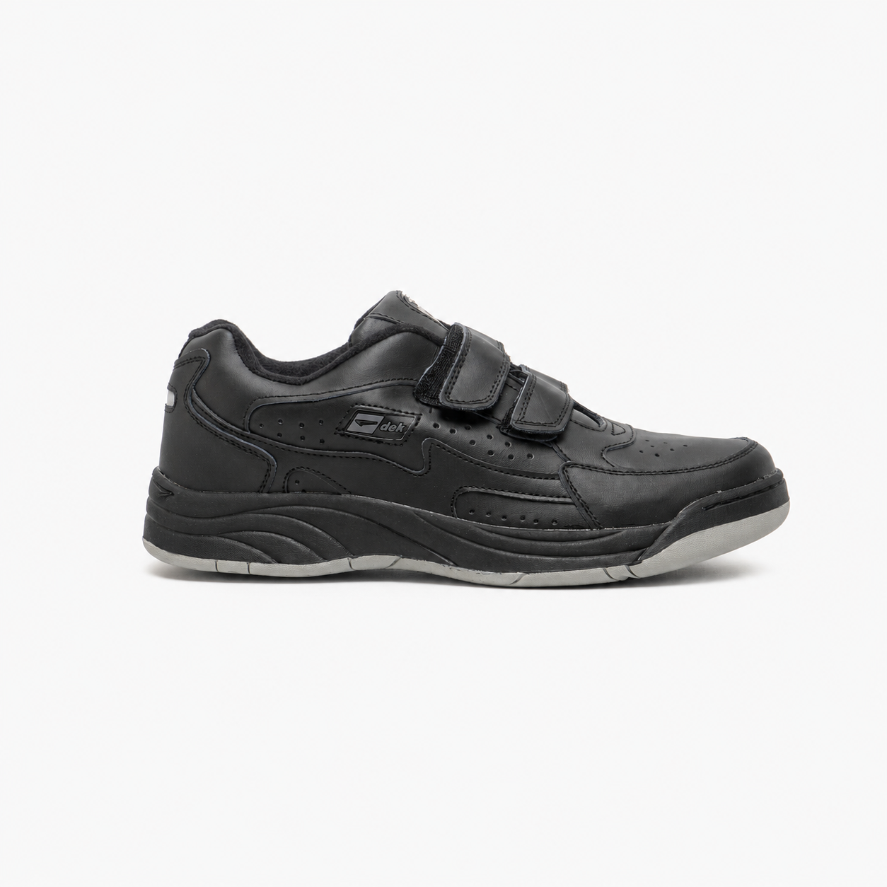 DEK ARIZONA Mens Leather Twin Touch Fastening Trainers Black