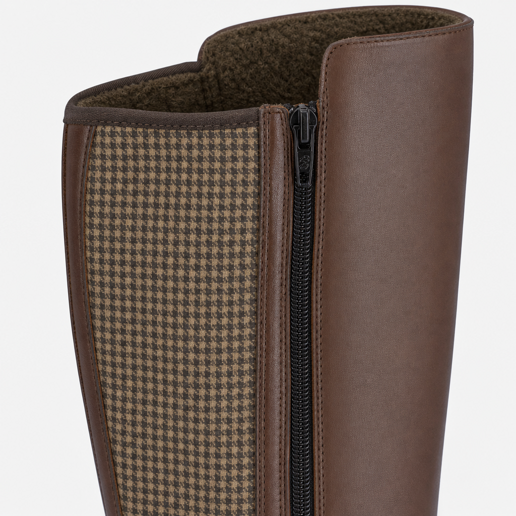 Rieker Z9591 Womens Knee High Boots Ebony/Beige-Black/Chestnut