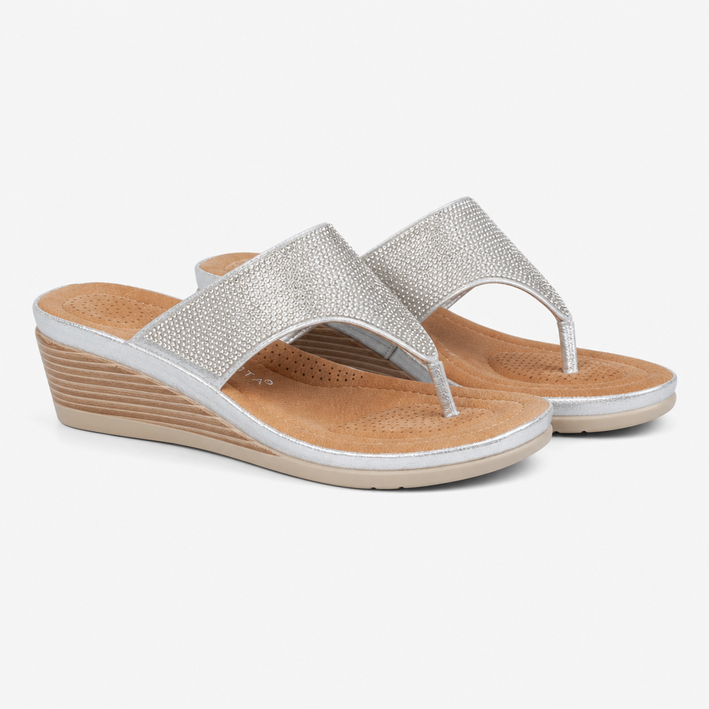 Cipriata SANDRA Womens Toe-Post Sandals Silver