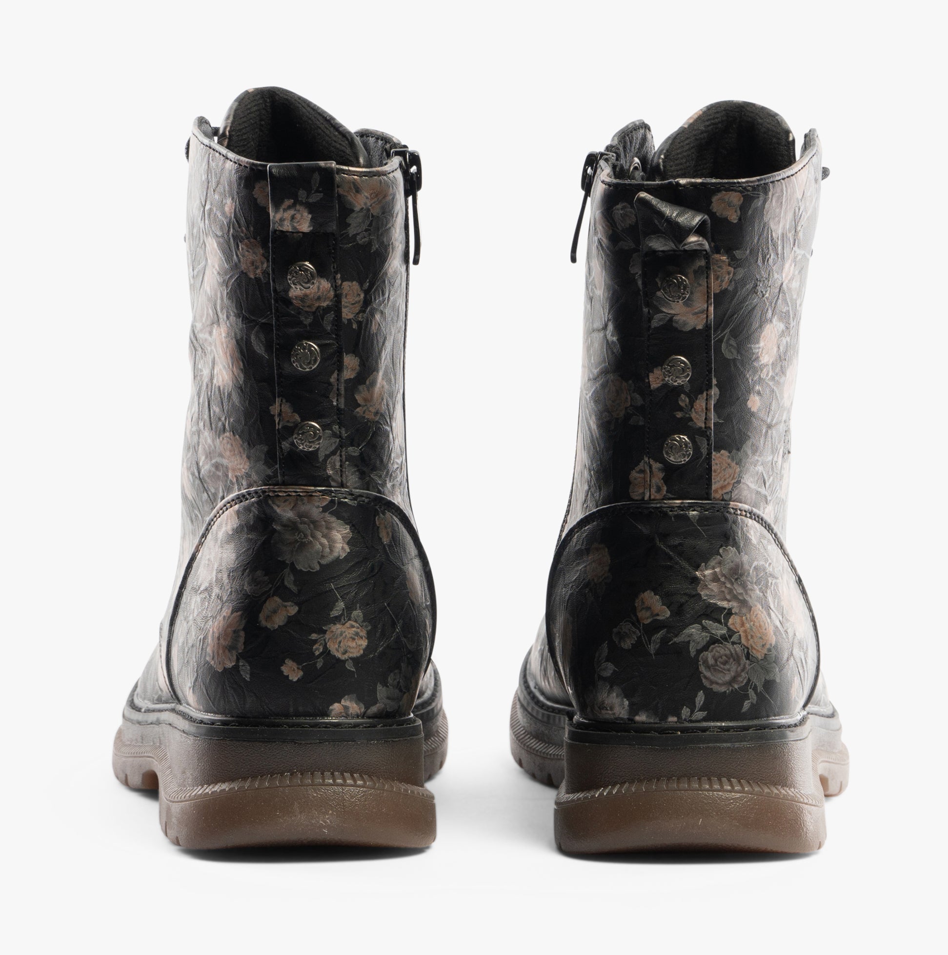 Cipriata ANNETTA Womens Lace-Up Floral Boots Black/Bronze/Floral