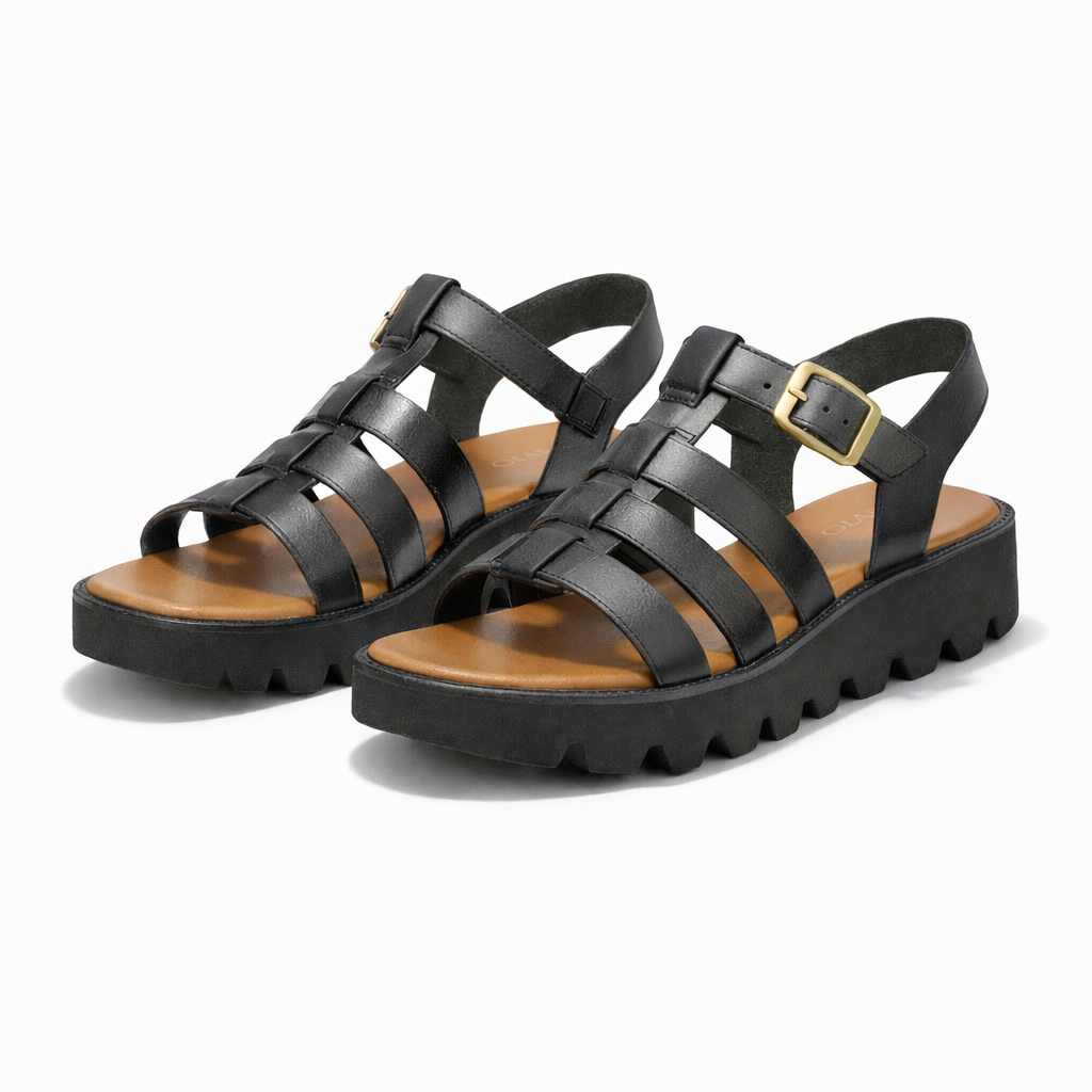 Cipriata AZIA Womens T-strap Sandals Black