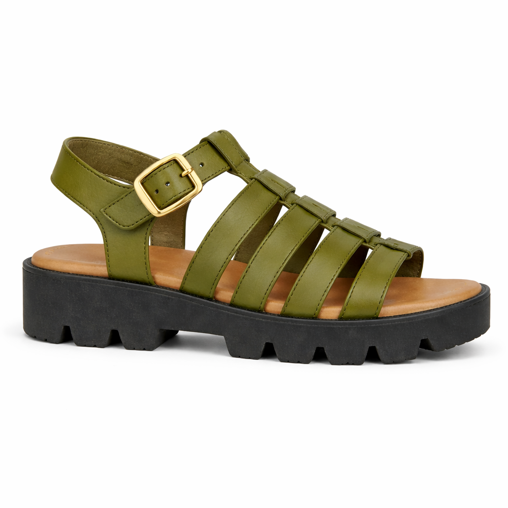 Cipriata AZIA Womens T-strap Sandals Green