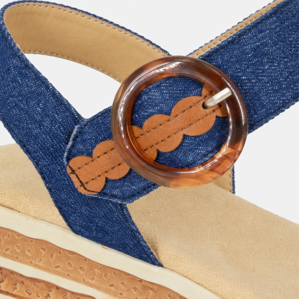 Cipriata DANTA Womens Ankle Strap Sandals Navy Denim