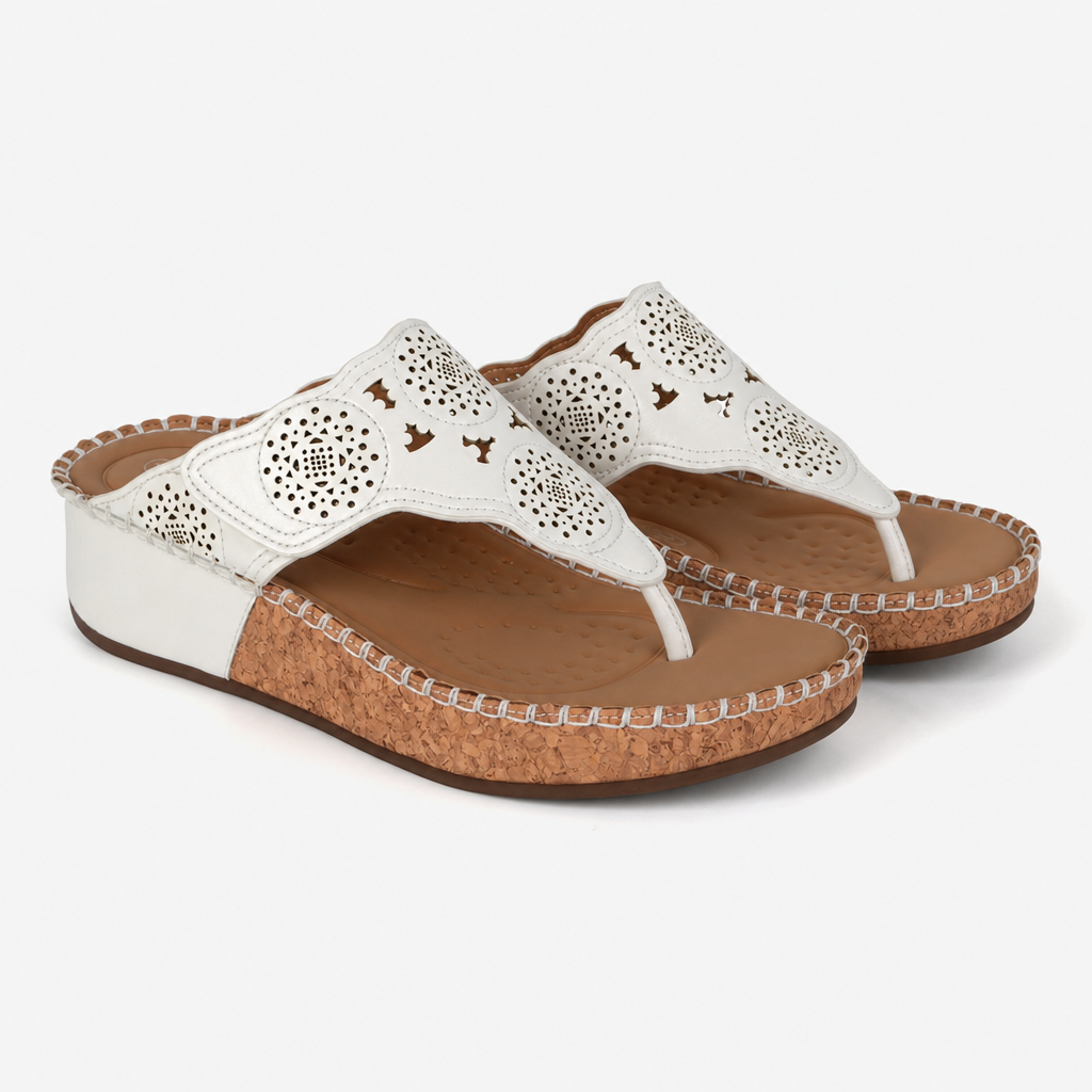 Cipriata CORINA Womens Toe-Post Sandals White
