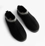 Cipriata DANA Womens Mules Slippers Black top view with faux fur lining and slip-on design.