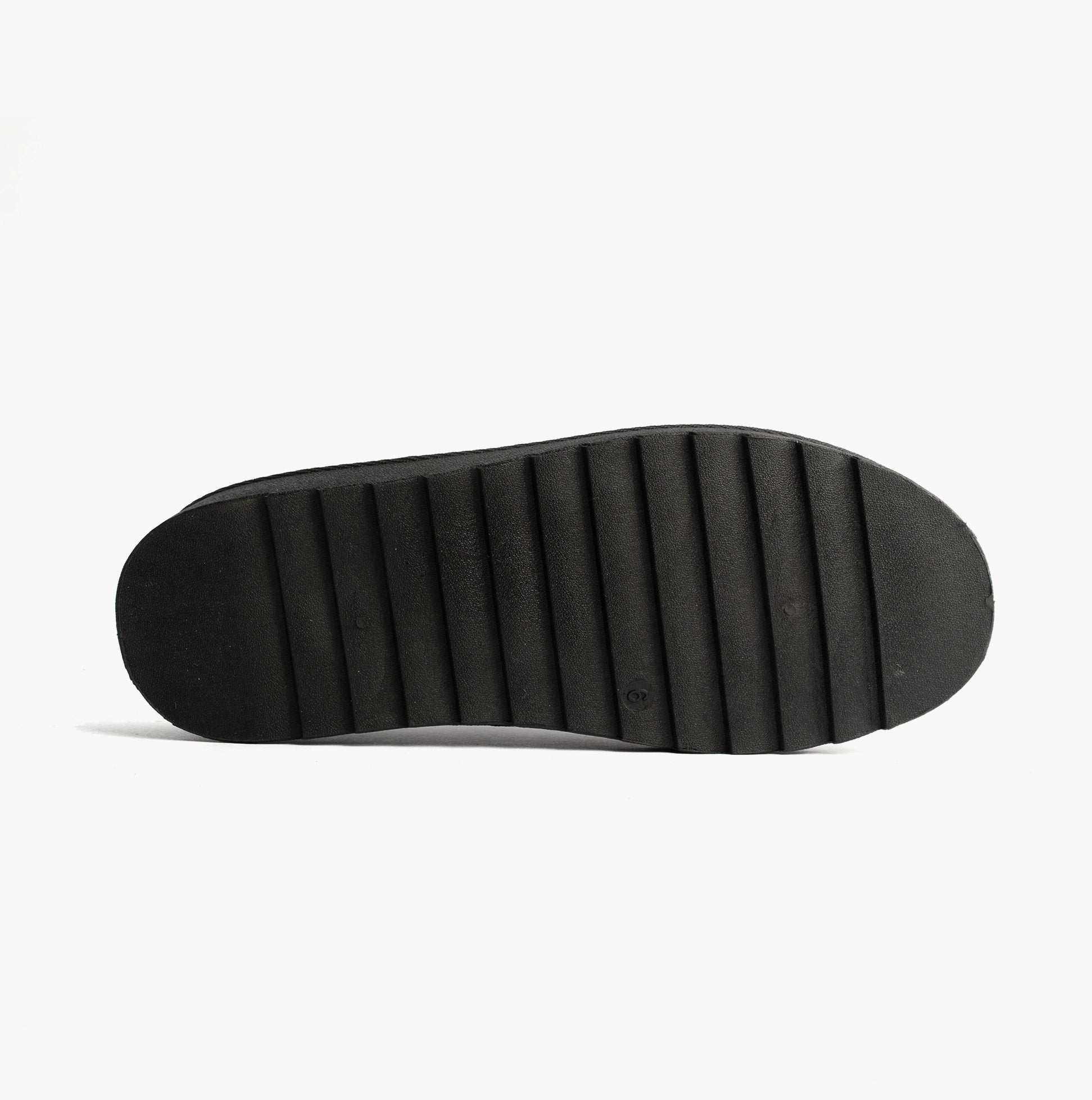 Cipriata DANA Womens Mules Slippers Black bottom view featuring textured PVC sole for enhanced grip.