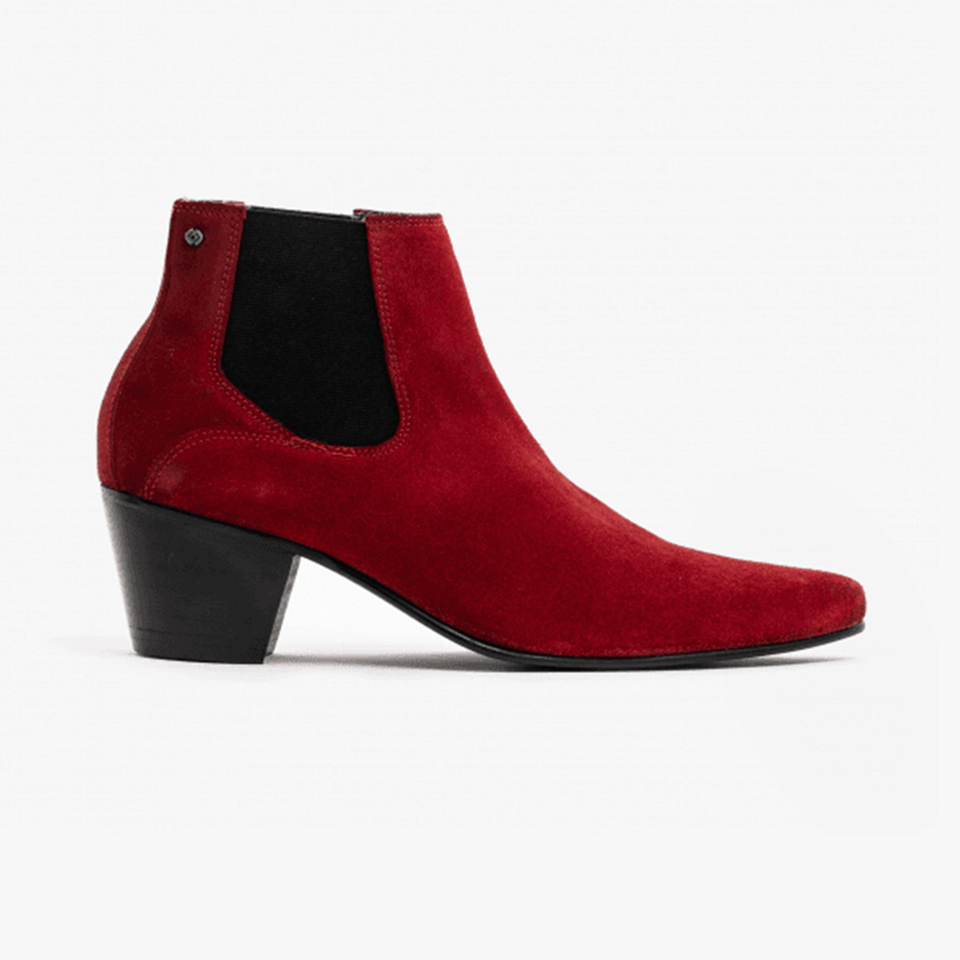 Club Cubano McCARTNEY Mens Suede Winklepicker Cuban Heel Boots Red