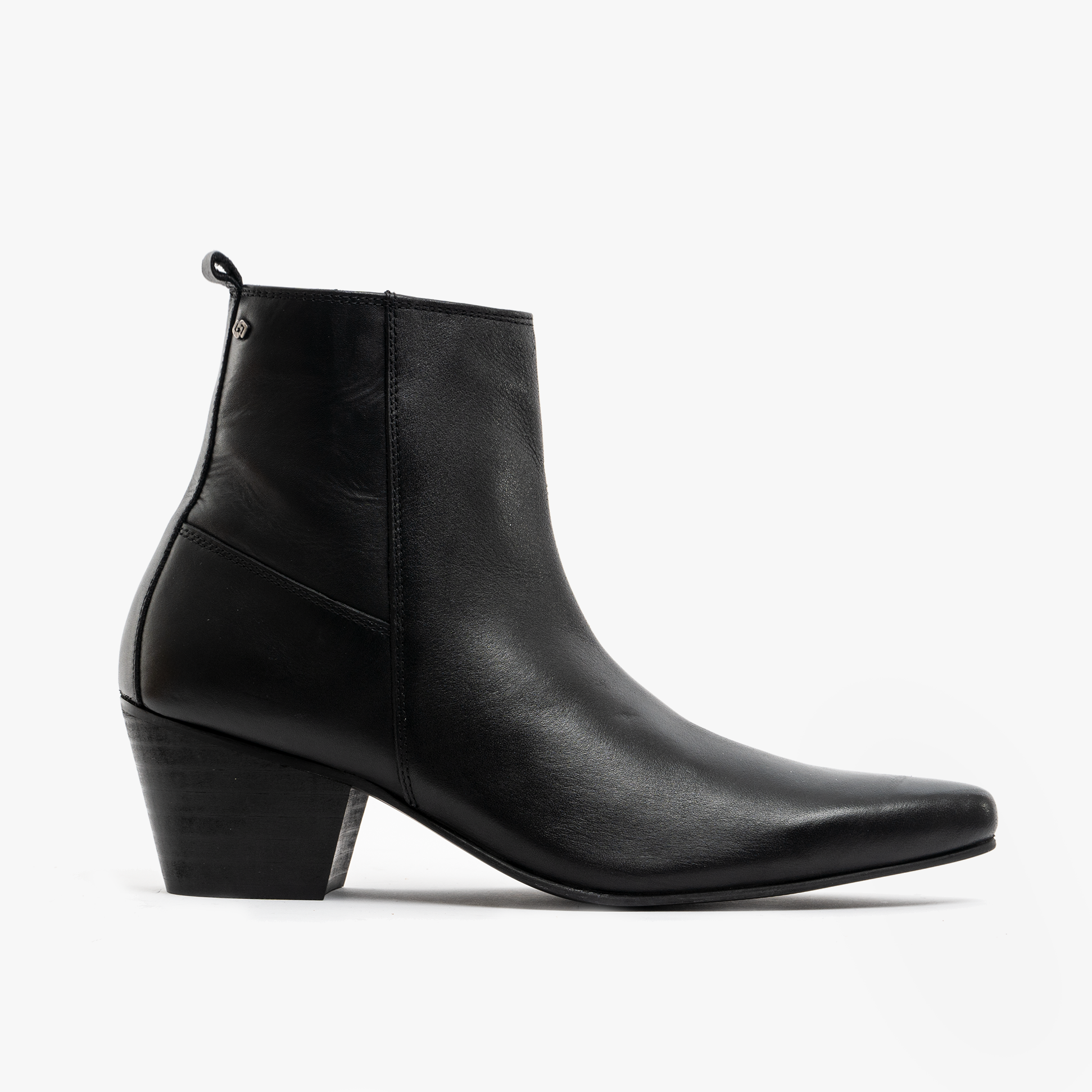 Club Cubano LENNON Mens Leather Winklepicker Cuban Heel Boots Black