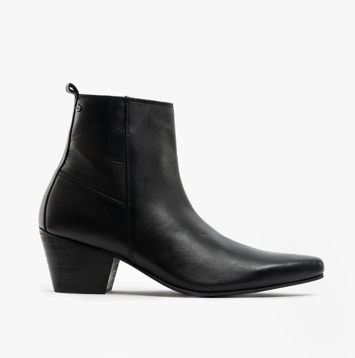 Club Cubano LENNON Mens Leather Winklepicker Cuban Heel Boots Black