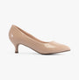Comfort Plus TEXAS Womens Shoes Nude - Patent side view showcasing glossy patent leather with a kitten heel.