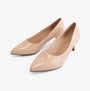 Comfort Plus TEXAS Womens Shoes Nude - Patent, side view showing patent leather design and kitten heel.