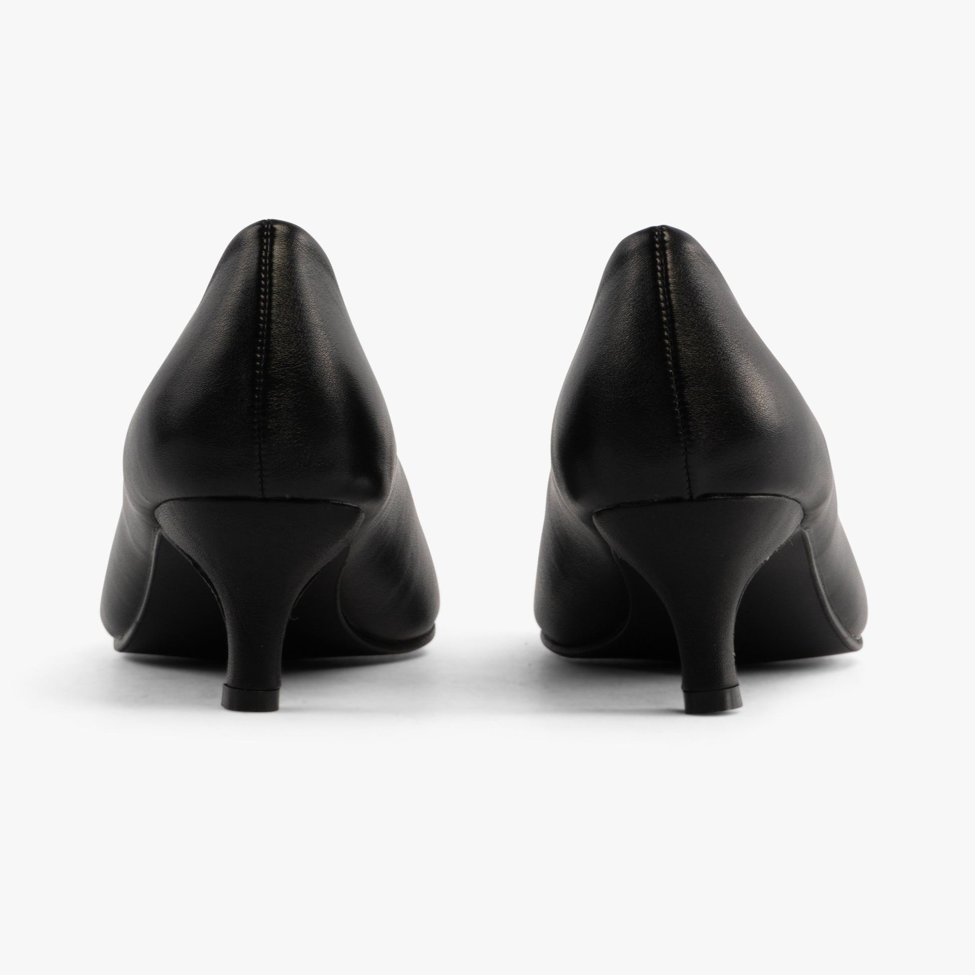 Comfort Plus TEXAS Womens Shoes Black - Matte back view showing kitten heel design and synthetic material.
