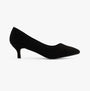 Comfort Plus TEXAS Womens Shoes Black - Faux Suede side view with kitten heel and synthetic material.